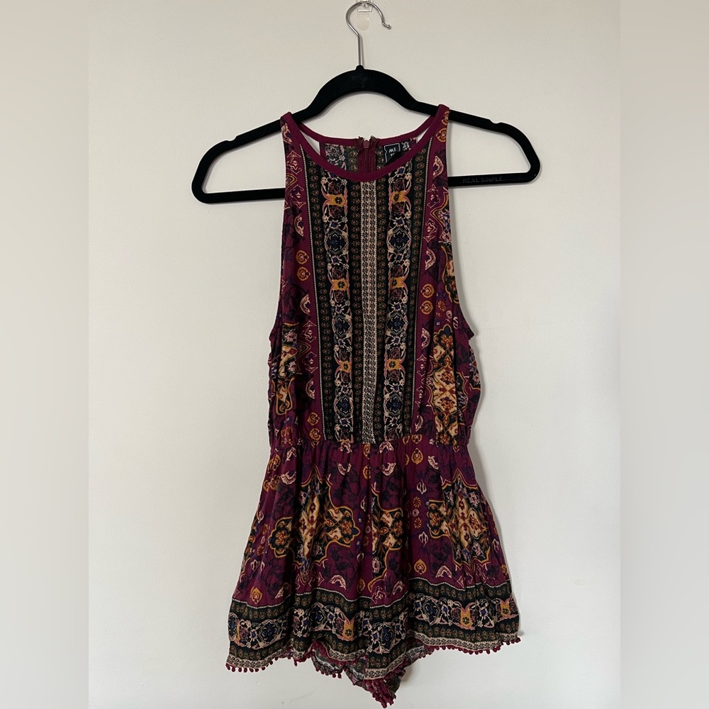 Me to We Boho Purple Patterned Romper